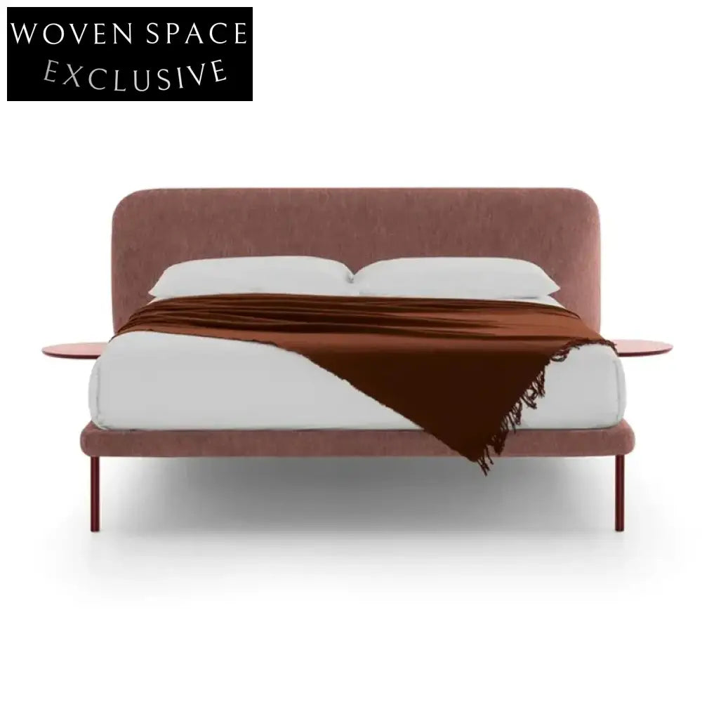 Modern Upholstered Bed Frame Luxury Fabric Metal Queen King Size Bed