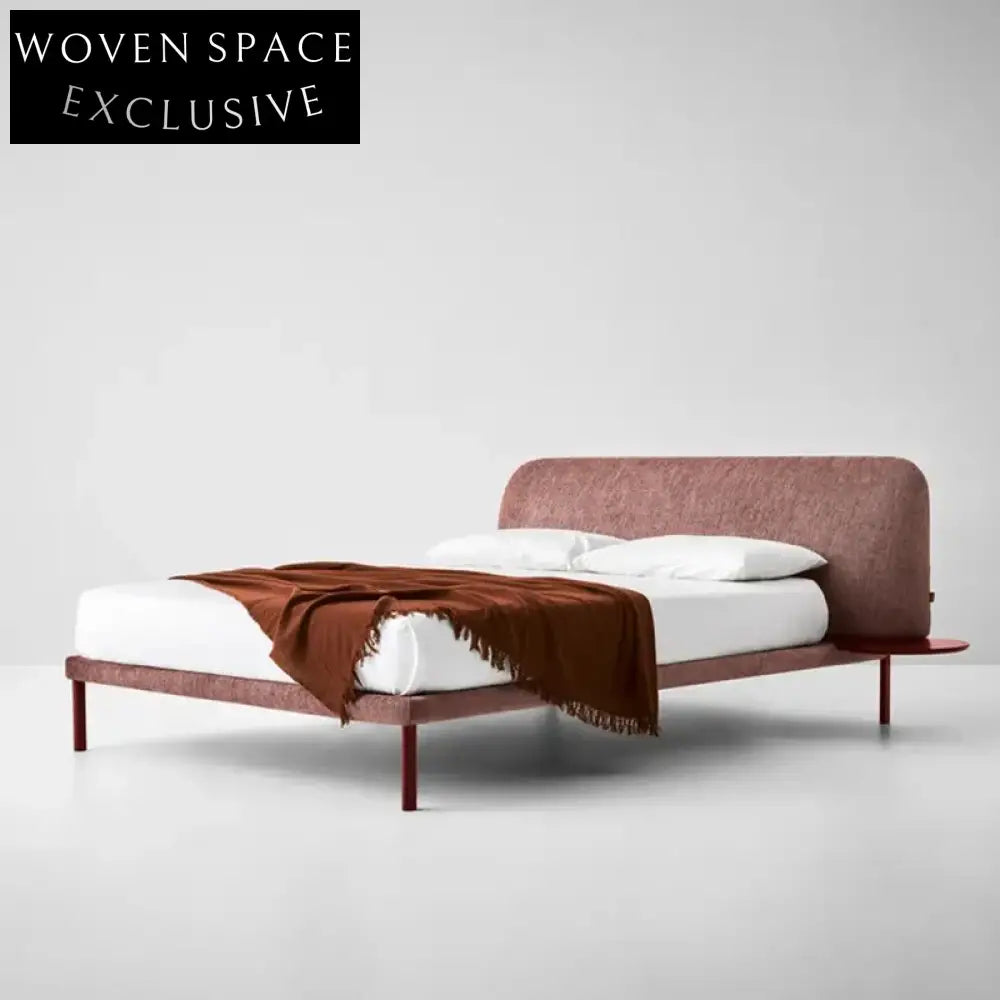 Modern Upholstered Bed Frame Luxury Fabric Metal Queen King Size Bed