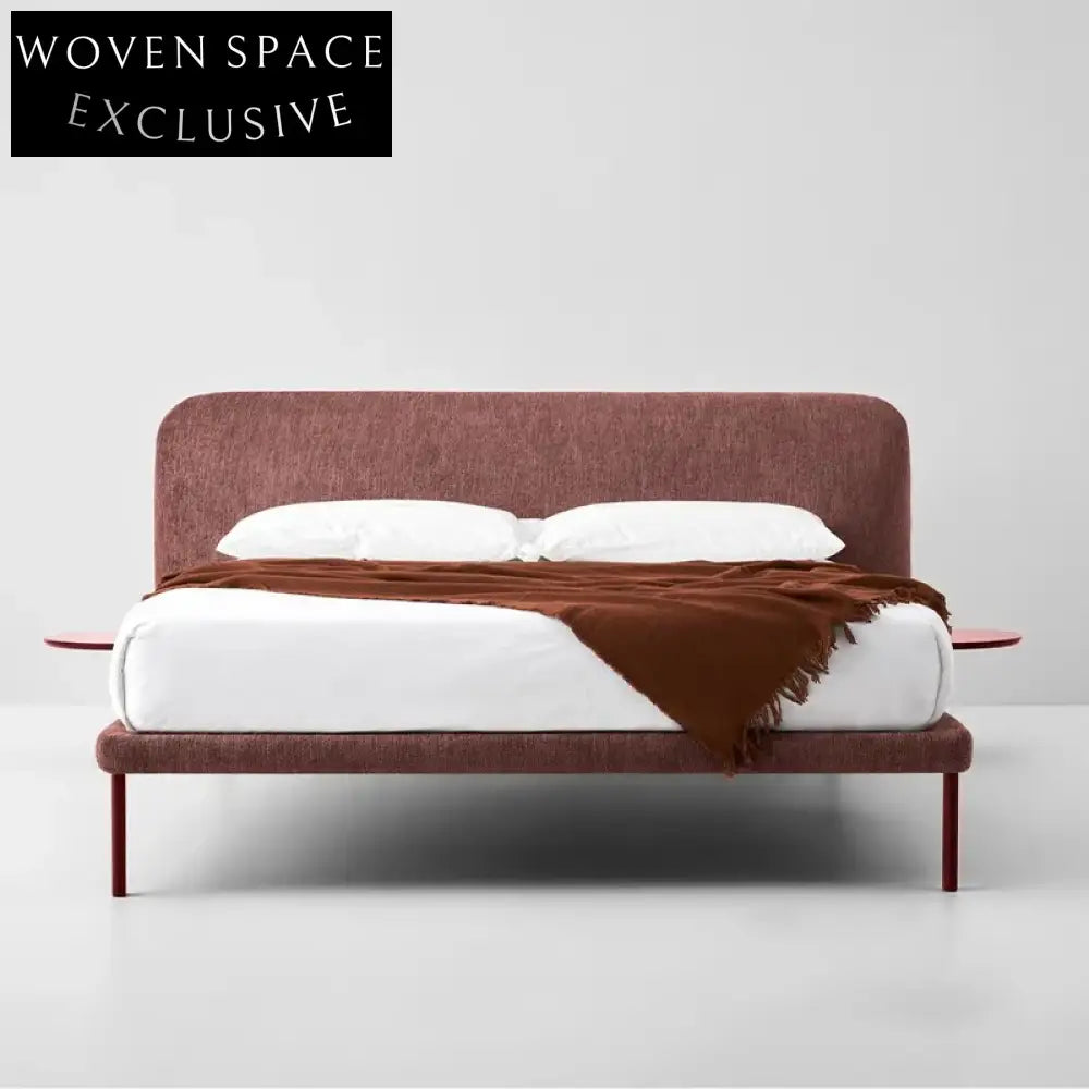 Modern Upholstered Bed Frame Luxury Fabric Metal Queen King Size Bed