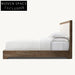 Modern Upholstered Bed Frame, Tall Headboard, Solid Ash Wood Base