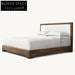 Modern Upholstered Bed Frame, Tall Headboard, Solid Ash Wood Base