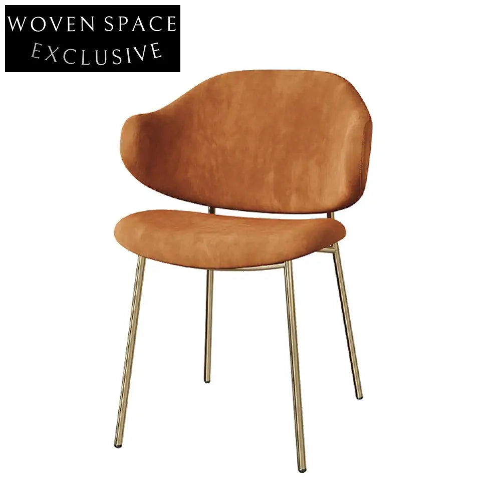 Modern Upholstered Dining Armchair, Metal Frame, Soft Fabric, Kitchen Seating Chair