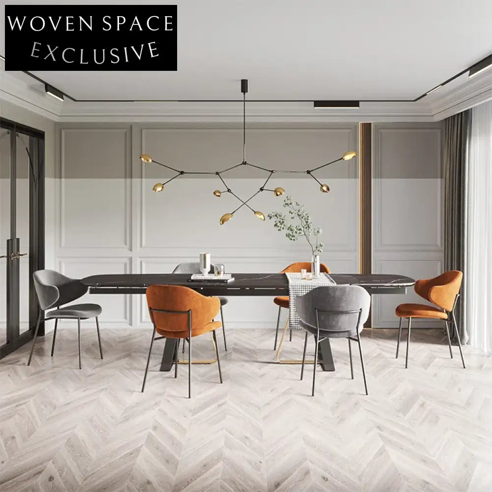 Modern Upholstered Dining Armchair, Metal Frame, Soft Fabric, Kitchen Seating Chair