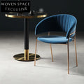 Modern Upholstered Dining Chair with Armrests - Minimalist Metal Frame Accent Seating