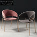 Modern Upholstered Dining Chair with Armrests - Minimalist Metal Frame Accent Seating