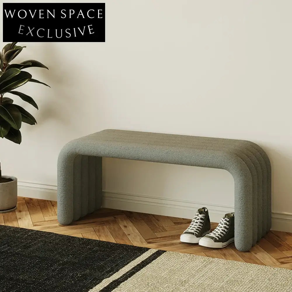 Modern Upholstered Fabric Bench Ottoman with Wooden Frame for Bedroom Living Room