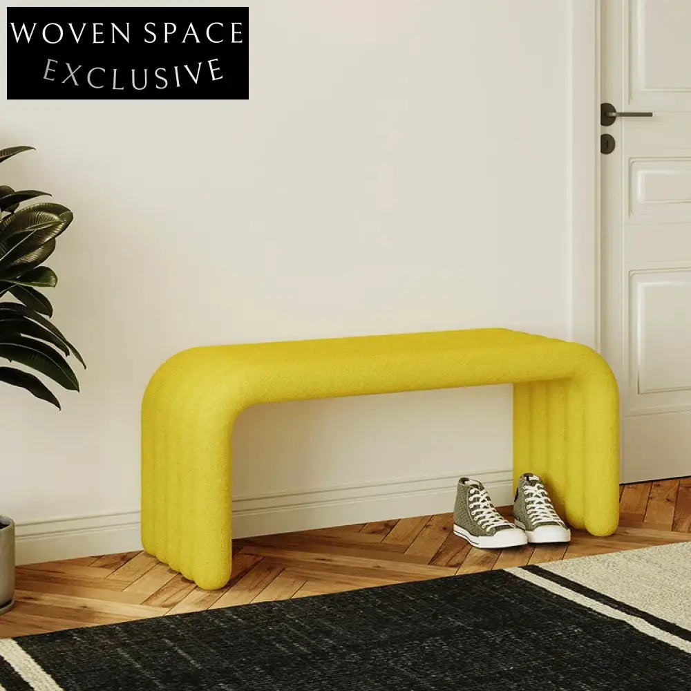 Modern Upholstered Fabric Bench Ottoman with Wooden Frame for Bedroom Living Room