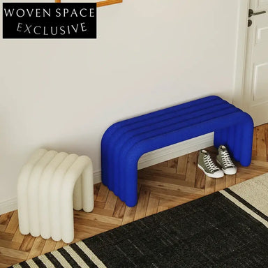 Modern Upholstered Fabric Bench Ottoman with Wooden Frame for Bedroom Living Room