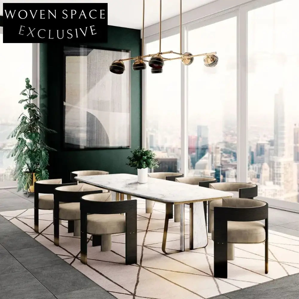 Modern Upholstered Fabric Dining Chair with Solid Wood Frame — Woven Space