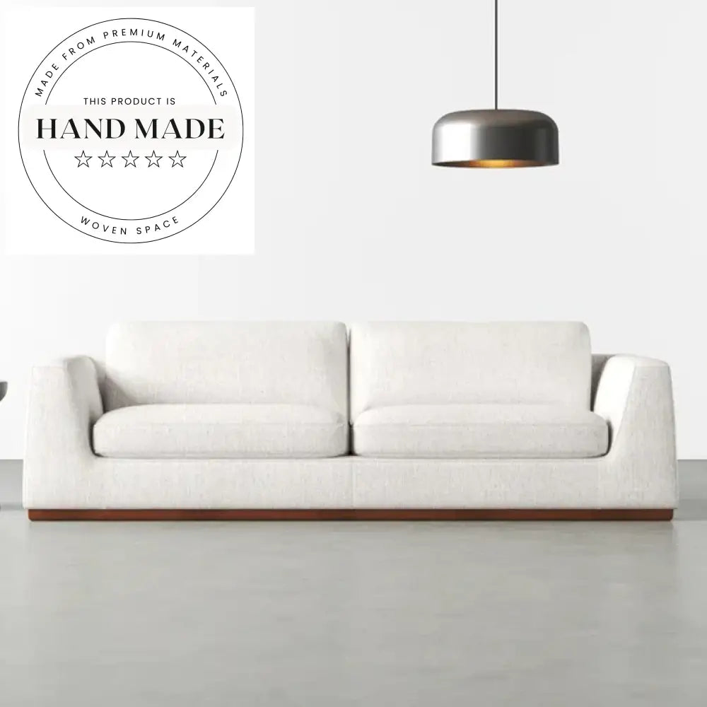 Modern Upholstered Fabric L-Shaped Corner Wood Base Villa Sectional Sofa