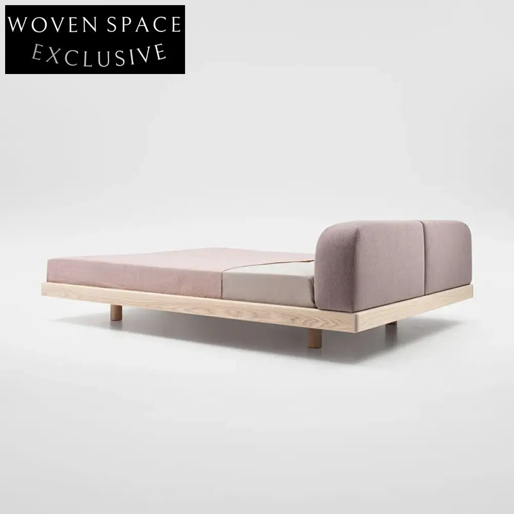 Modern Upholstered Fabric Soft Headboard Solid Wood King Queen Bed Frame