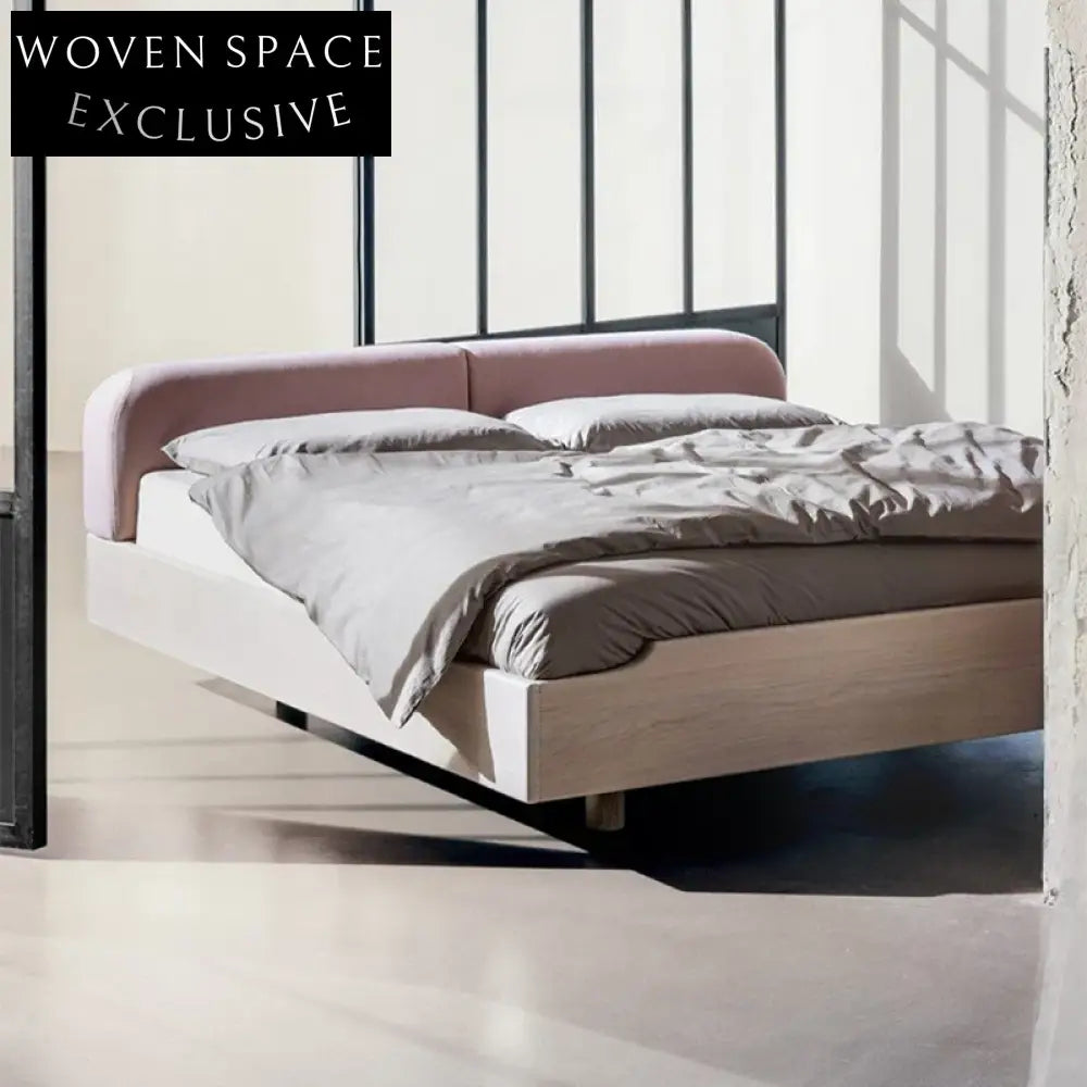 Modern Upholstered Fabric Soft Headboard Solid Wood King Queen Bed Frame