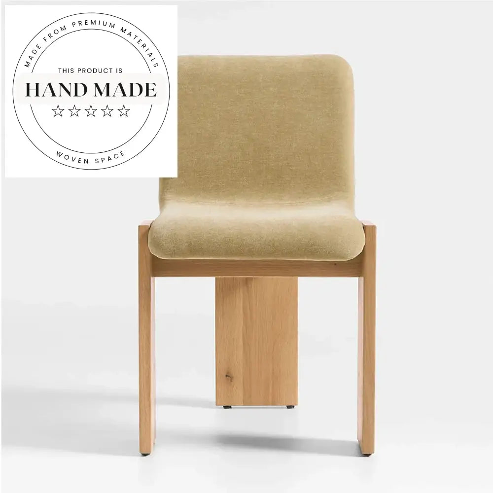 Modern Upholstered Flax Fabric Dining Chair with Solid Oak Wood Frame