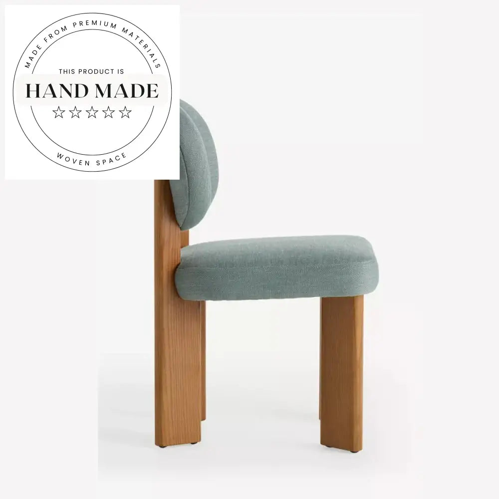 Modern Upholstered Flax Fabric Natural Oak Solid Wood Dining Chair