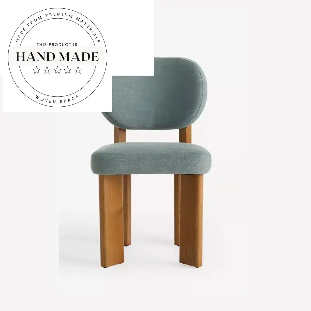 Modern Upholstered Flax Fabric Natural Oak Solid Wood Dining Chair