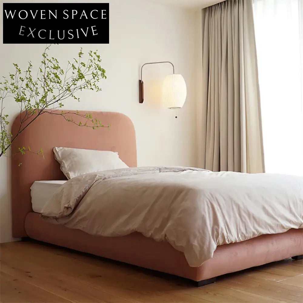 Modern Upholstered Kids Bed with Solid Wood Frame, White Fabric Twin Bed
