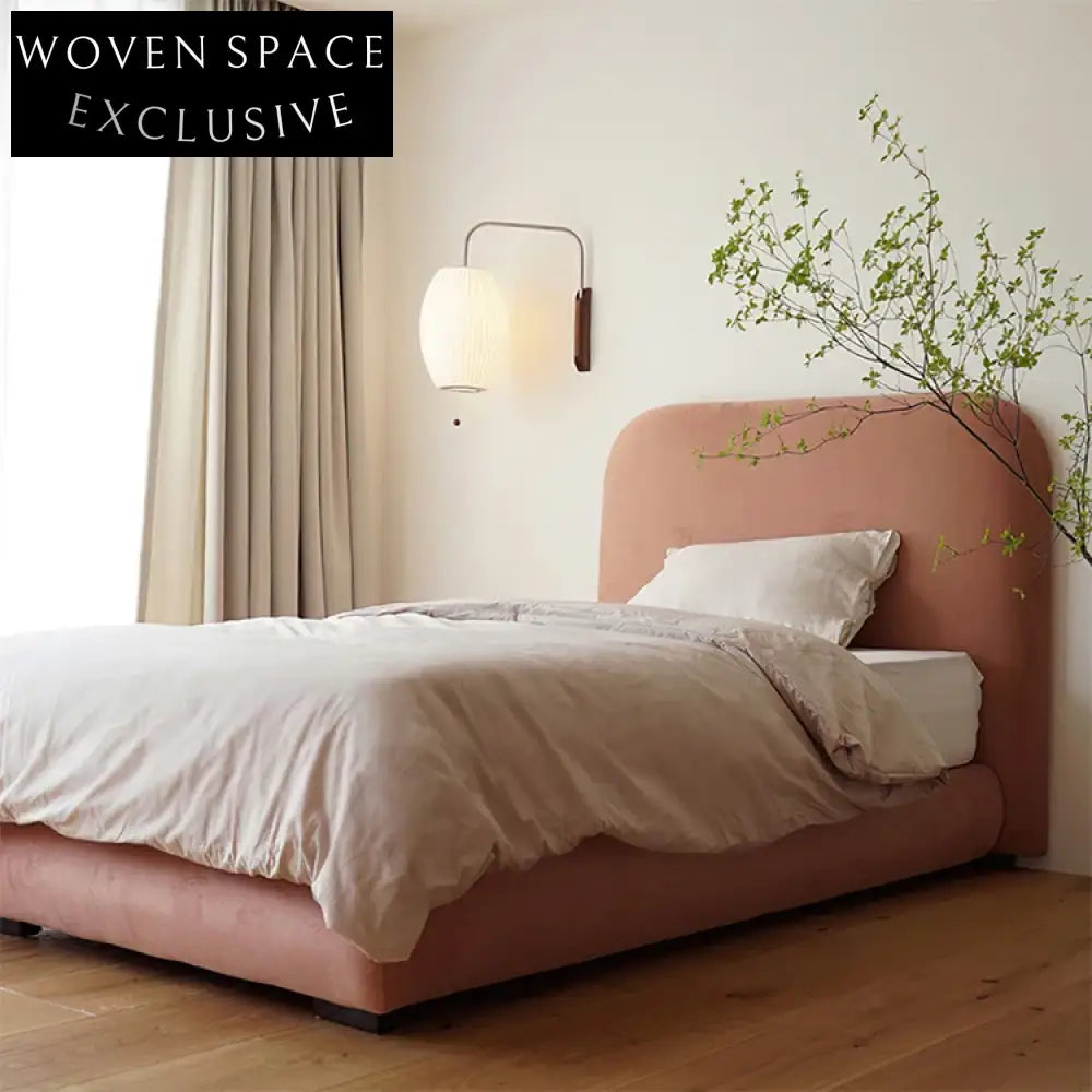 Modern Upholstered Kids Bed with Solid Wood Frame, White Fabric Twin Bed