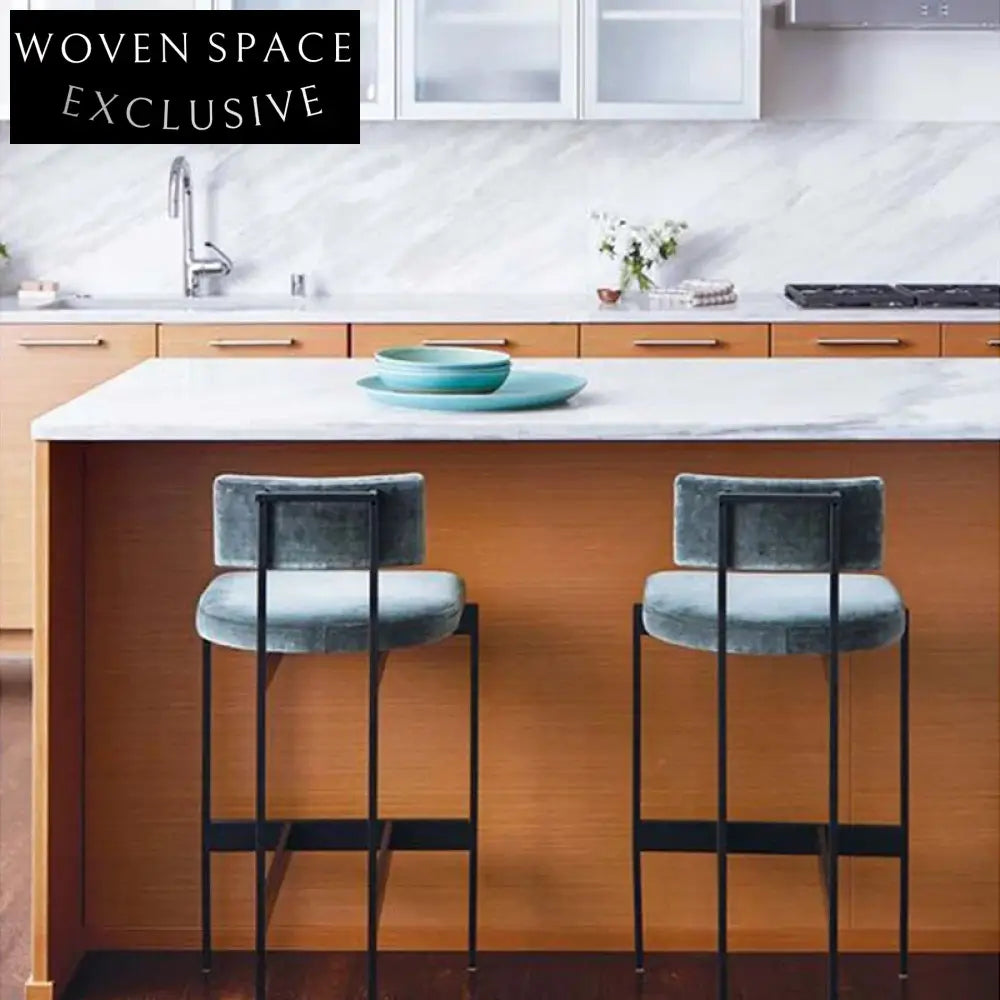 Modern Upholstered Leather High Counter Bar Stool for Kitchens