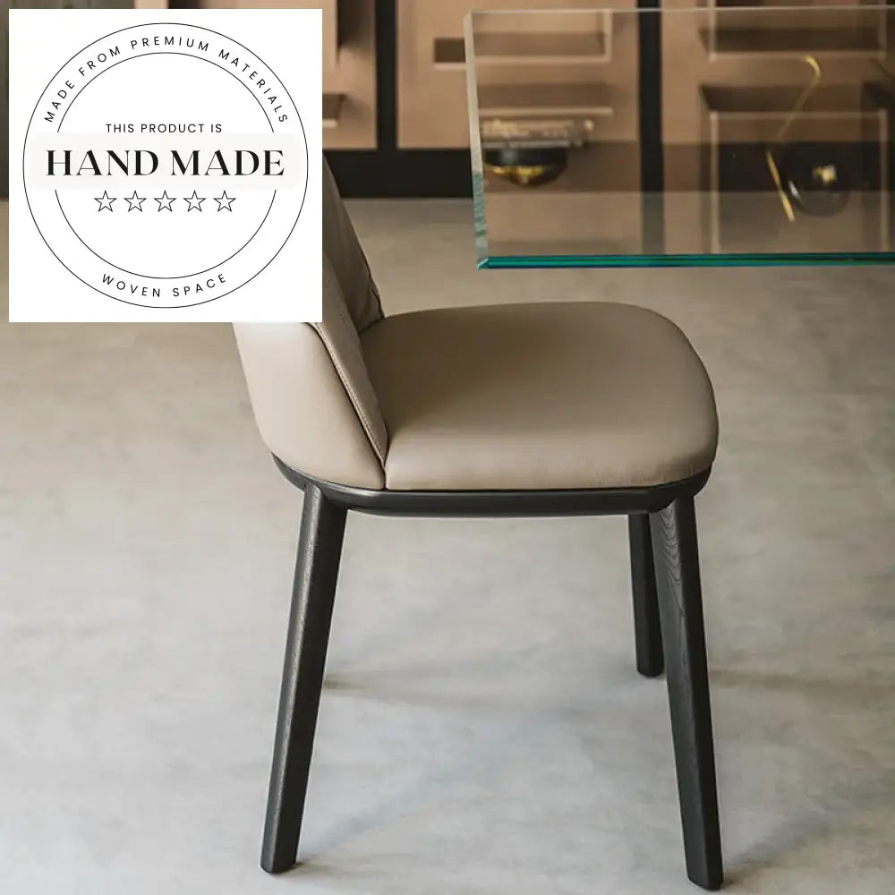 Modern Upholstered Leather Solid Wood Luxury Dining Chair