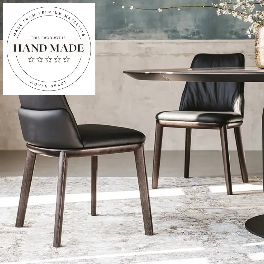 Modern Upholstered Leather Solid Wood Luxury Dining Chair