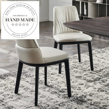 Modern Upholstered Leather Solid Wood Luxury Dining Chair