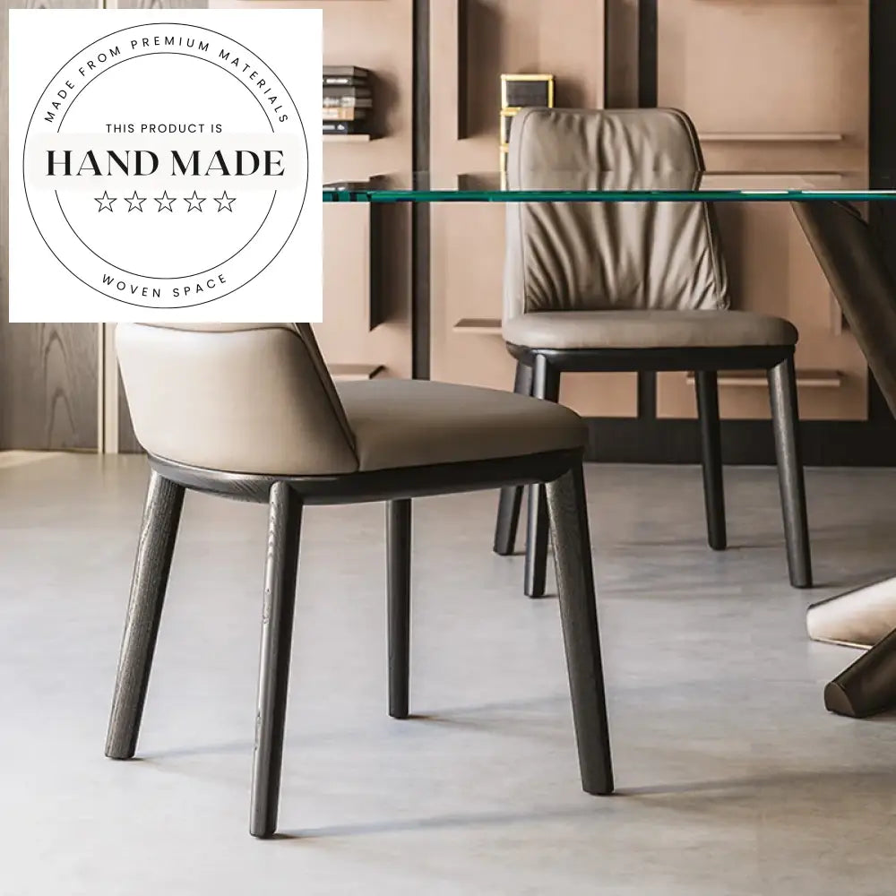 Modern Upholstered Leather Solid Wood Luxury Dining Chair