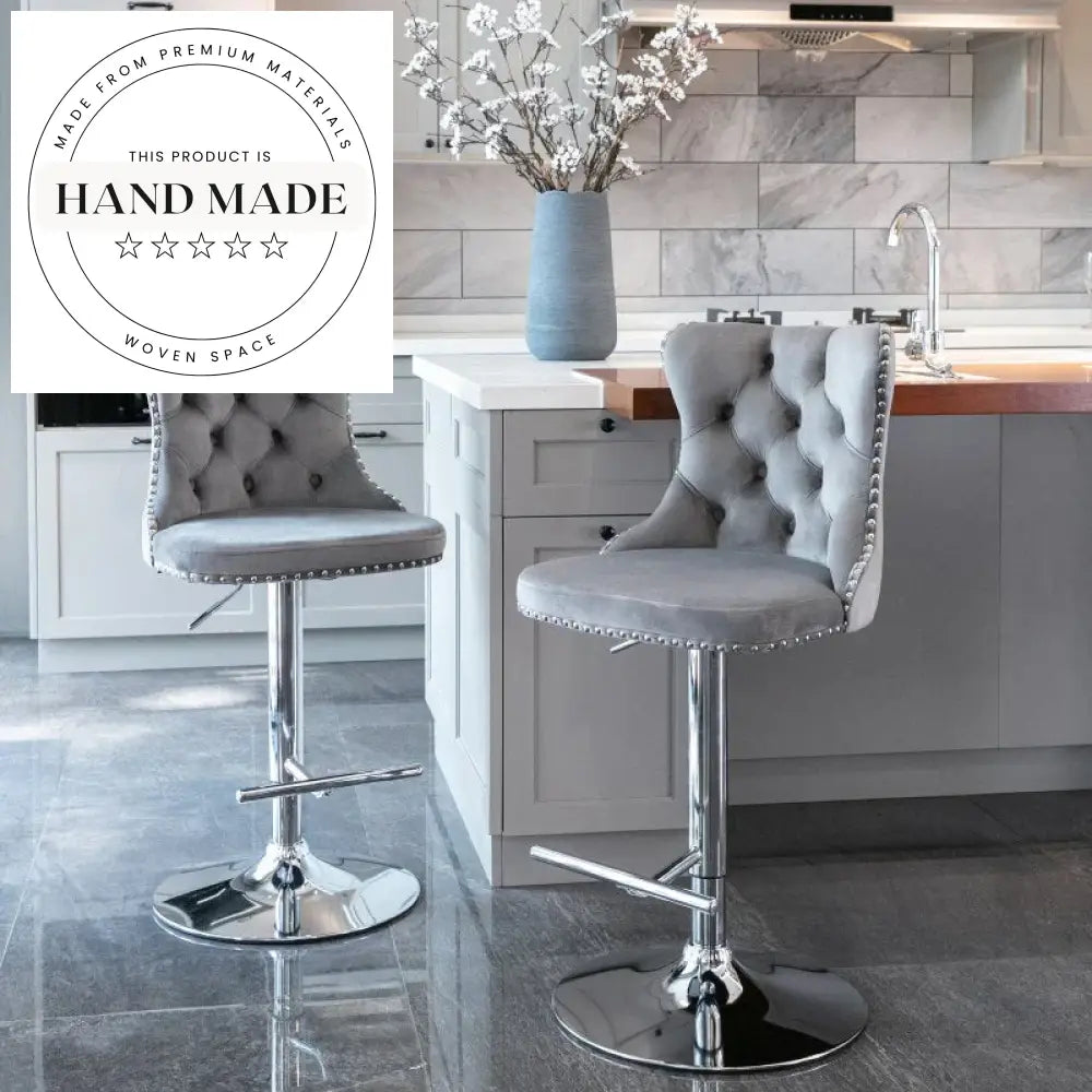 Modern Upholstered Metal High Bar Stool for Kitchen Dining