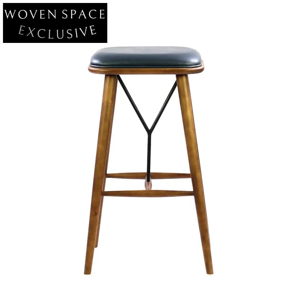 Modern Upholstered Solid Wood Counter Height Bar Stool with Cushion Seat