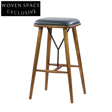 Modern Upholstered Solid Wood Counter Height Bar Stool with Cushion Seat