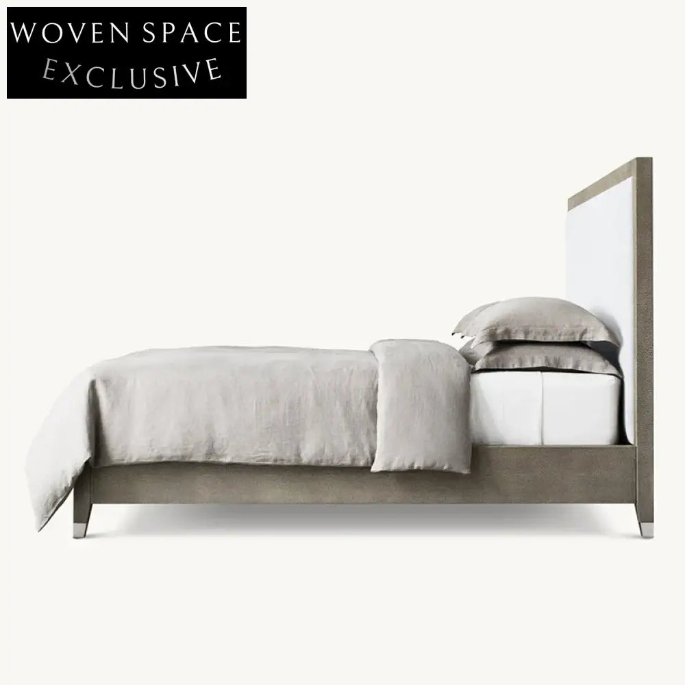 Modern Upholstered Solid Wood Devil Fish Skin Bedroom Bed Frame