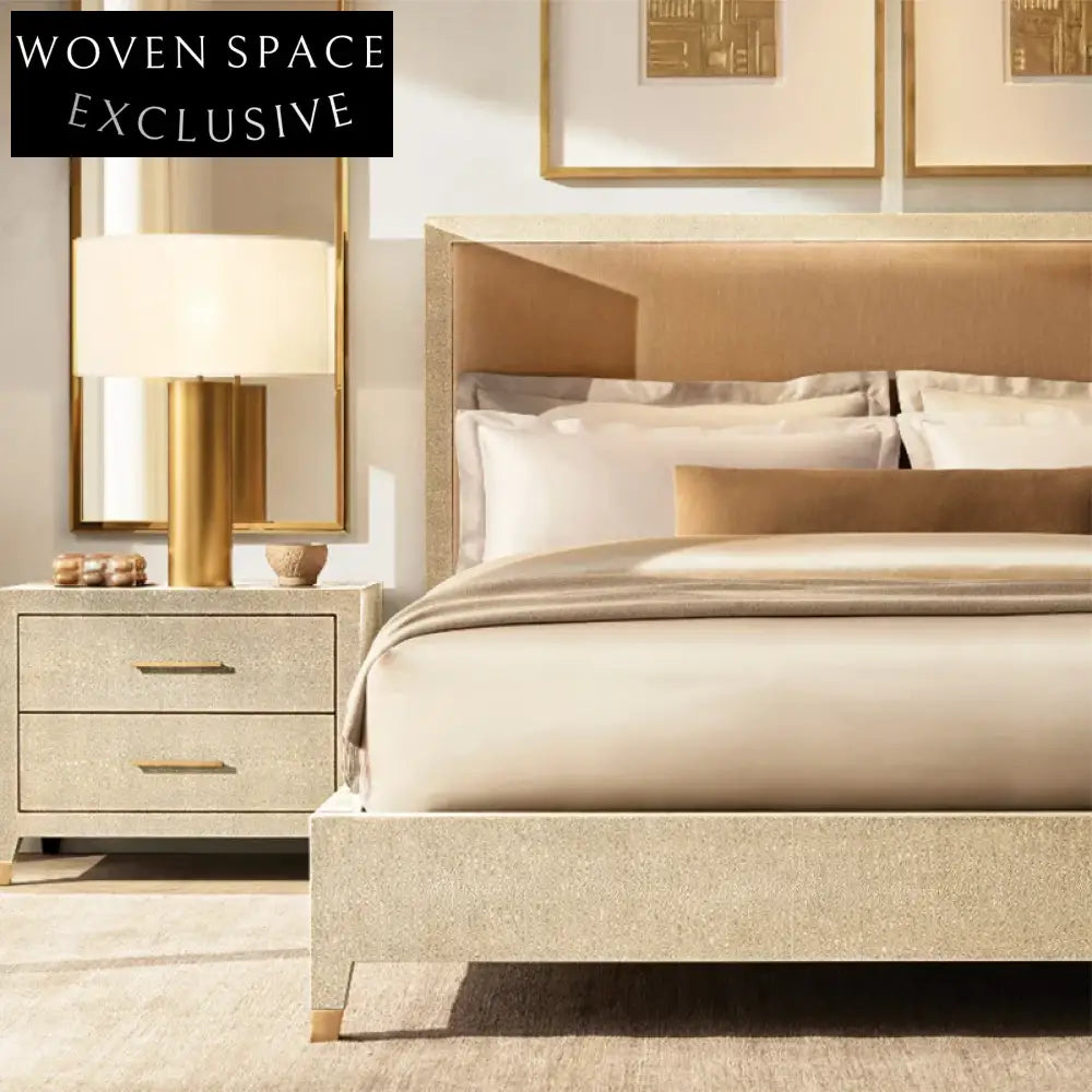 Modern Upholstered Solid Wood Devil Fish Skin Bedroom Bed Frame