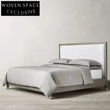 Modern Upholstered Solid Wood Devil Fish Skin Bedroom Bed Frame