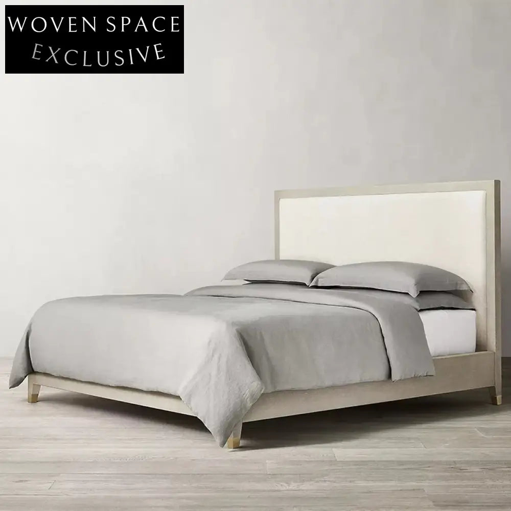 Modern Upholstered Solid Wood Devil Fish Skin Bedroom Bed Frame