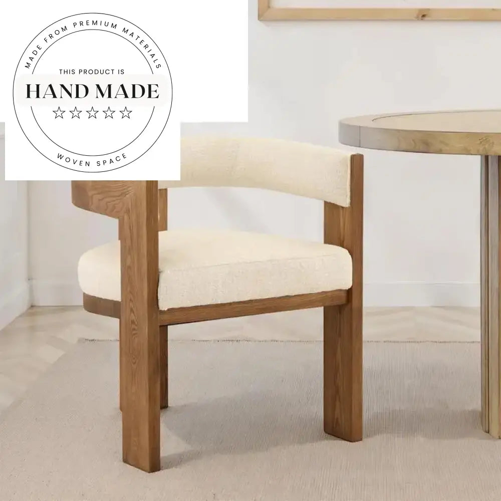 Modern Upholstered Solid Wood Frame Nordic Dining Armchair