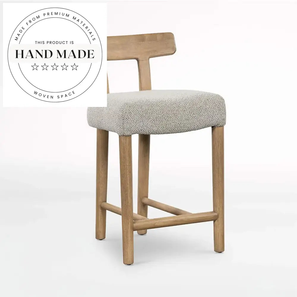 Modern Upholstered Wood Bar Stool for Kitchen Island and Countertop Seating