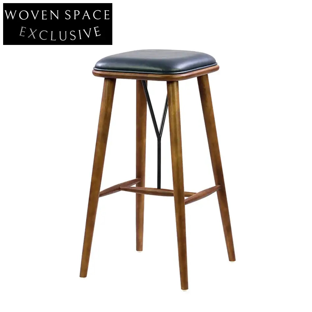 Modern Upholstered Wood Counter Height Bar Stool Black Finish for Kitchen