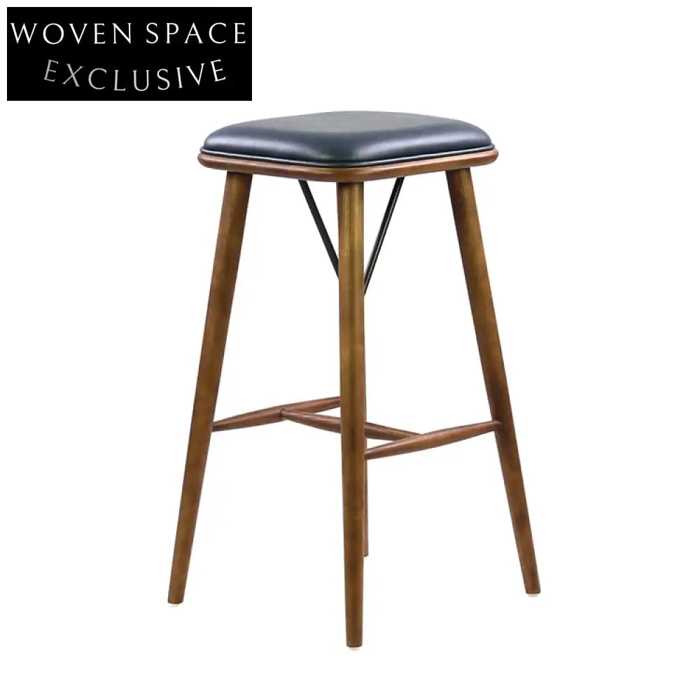 Modern Upholstered Wood Counter Height Bar Stool Black Finish for Kitchen