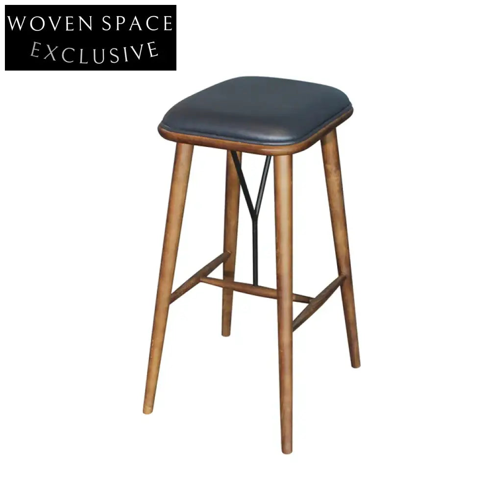 Modern Upholstered Wood Counter Height Bar Stool Black Finish for Kitchen