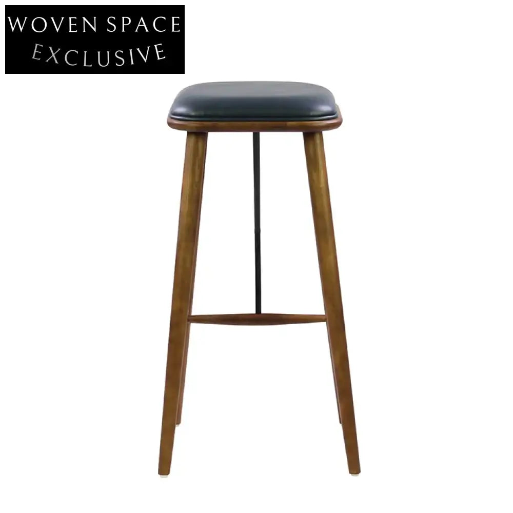 Modern Upholstered Wood Counter Height Bar Stool Black Finish for Kitchen