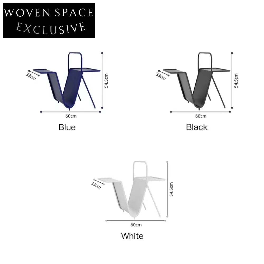 Modern V-Shape Metal Book Storage, Living Room Accent Table