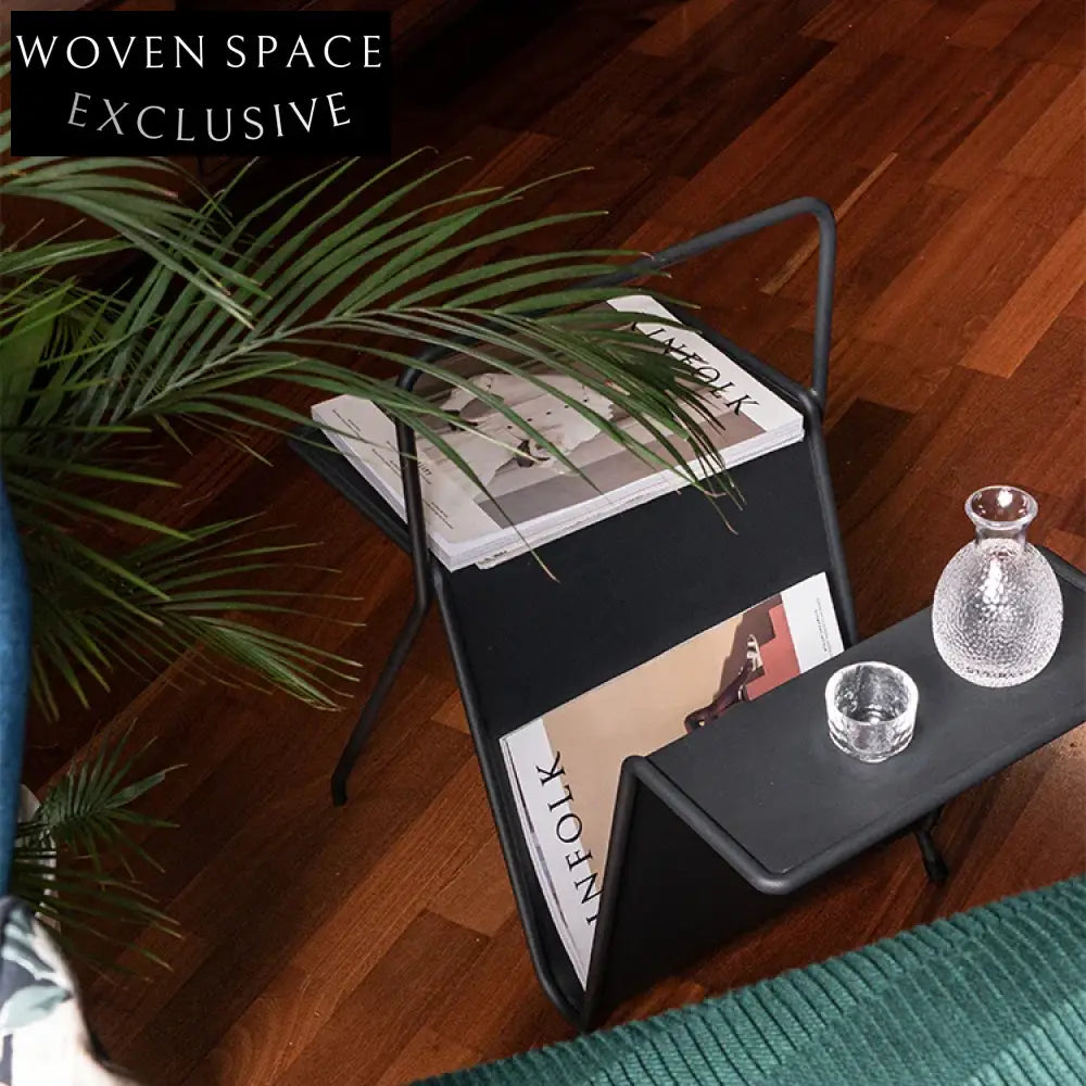 Modern V-Shape Metal Book Storage, Living Room Accent Table