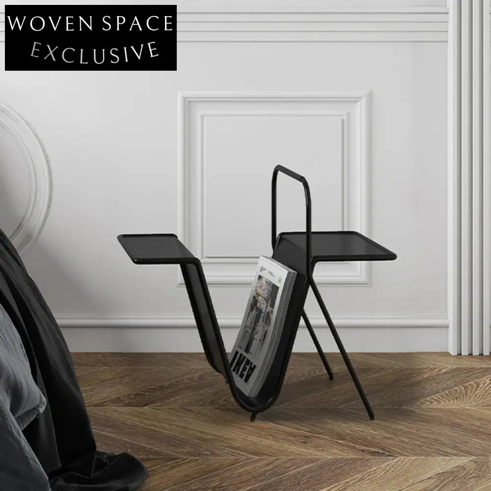 Modern V-Shape Metal Book Storage, Living Room Accent Table