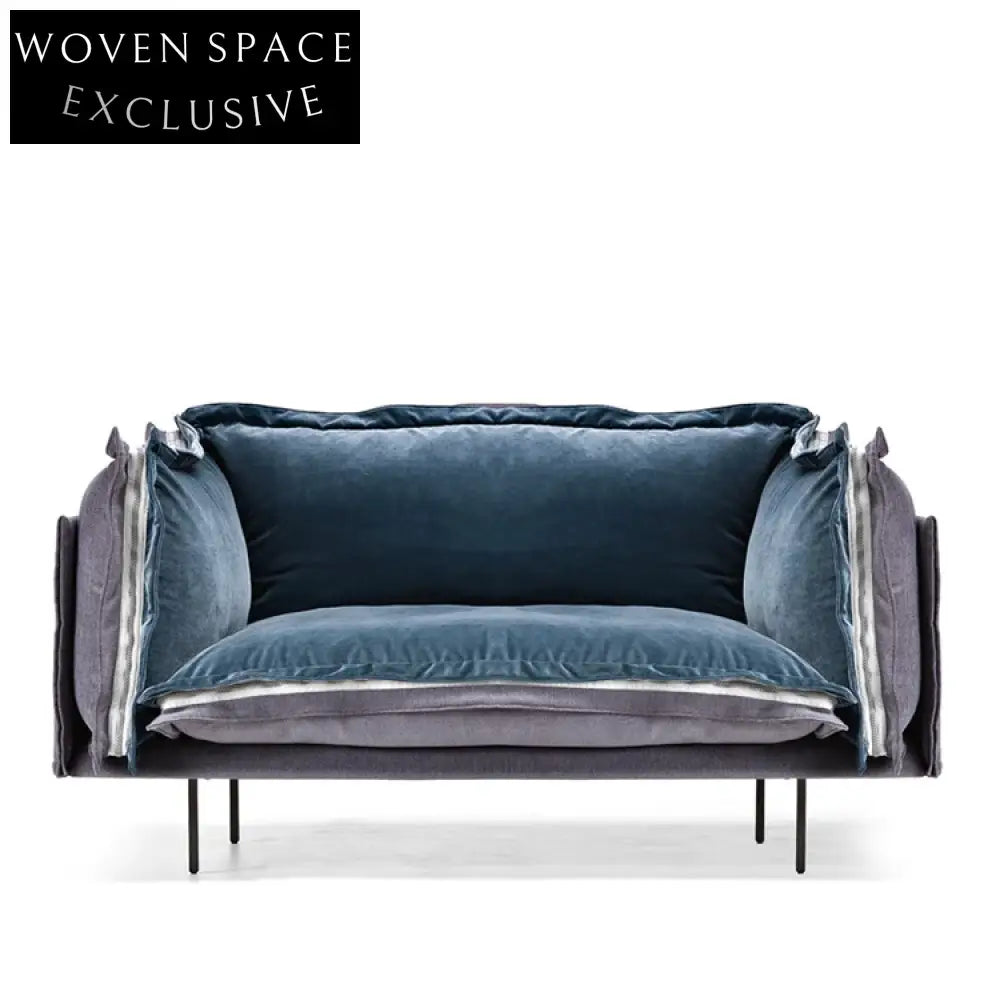 Modern Velvet Accent Sofa Chair for Living Room Hotel, Navy Blue Upholstered Chair