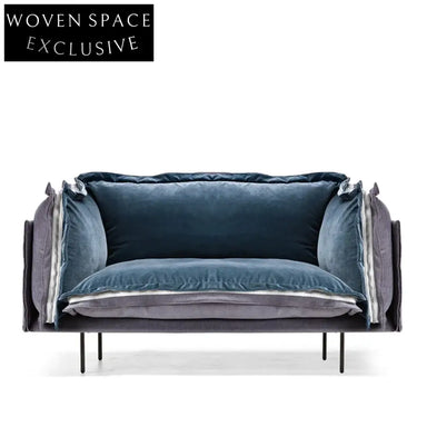 Modern Velvet Accent Sofa Chair for Living Room Hotel, Navy Blue Upholstered Chair
