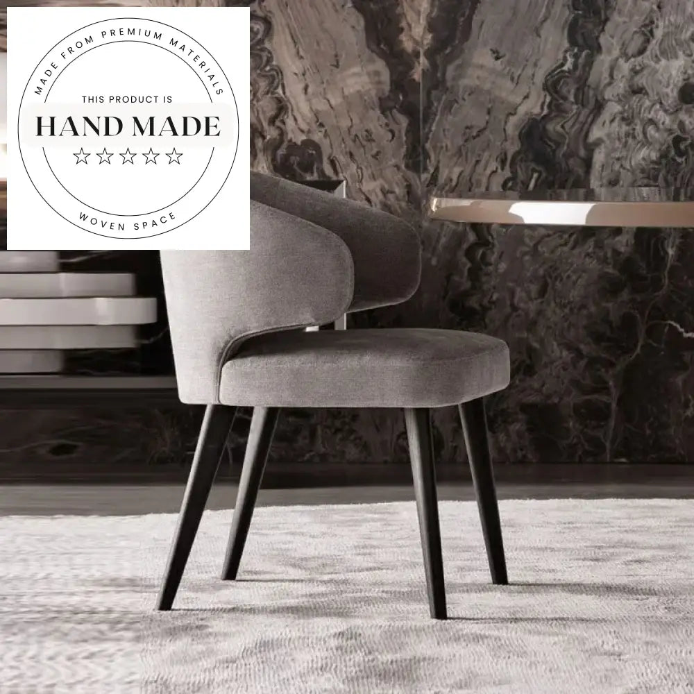 Modern Velvet Armchair with Solid Wood Legs Nordic Dining Chair