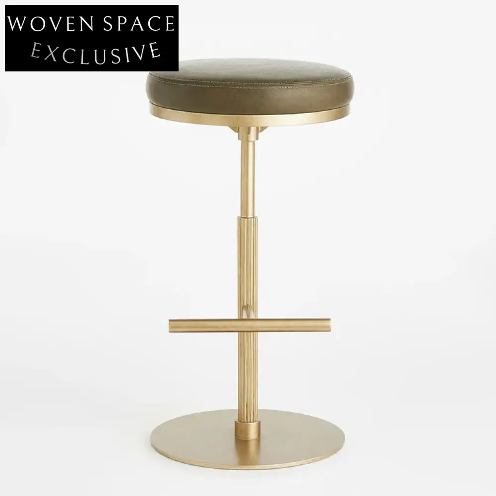 Modern Velvet Bar Stool with Golden Stainless Steel Frame, Footrest
