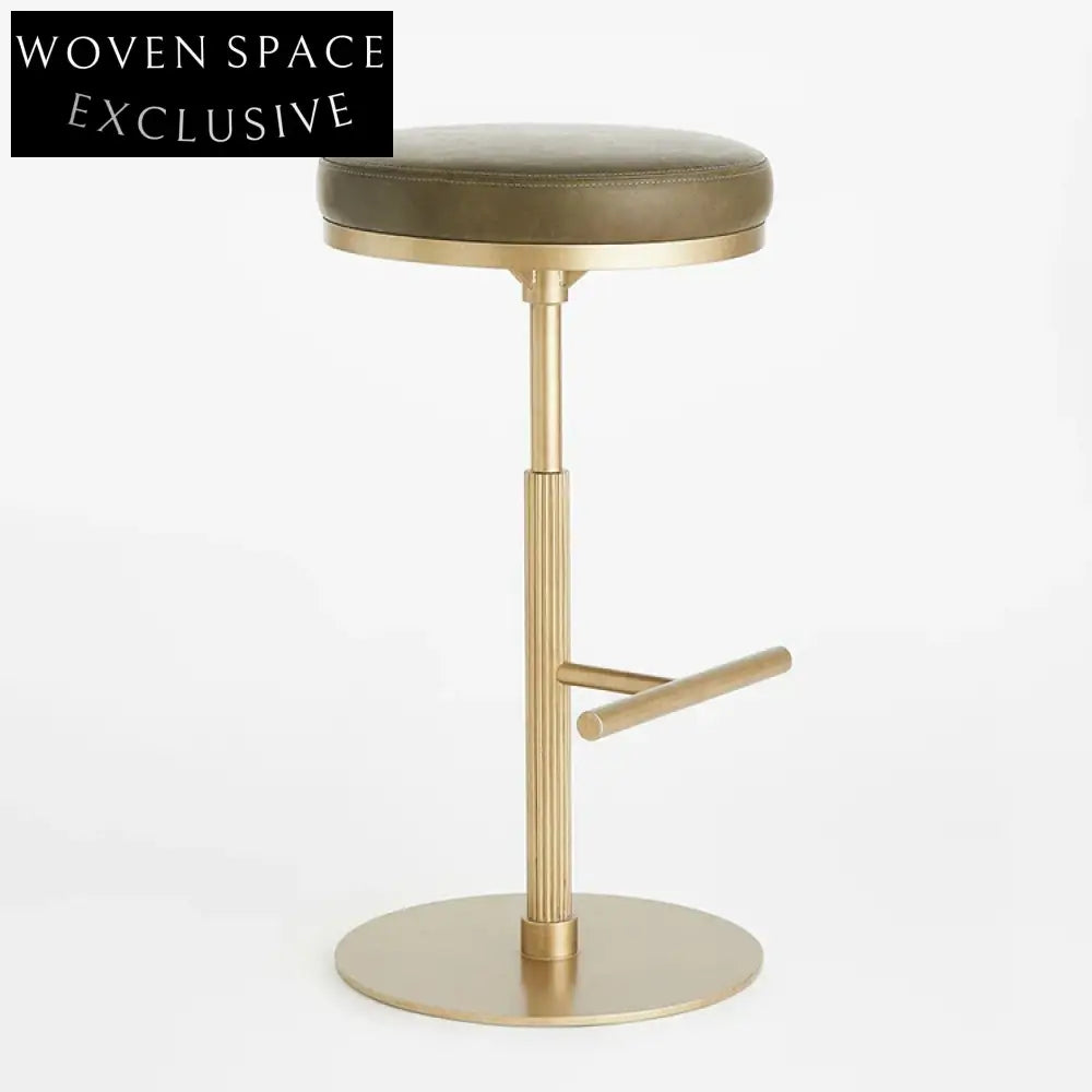 Modern Velvet Bar Stool with Golden Stainless Steel Frame, Footrest
