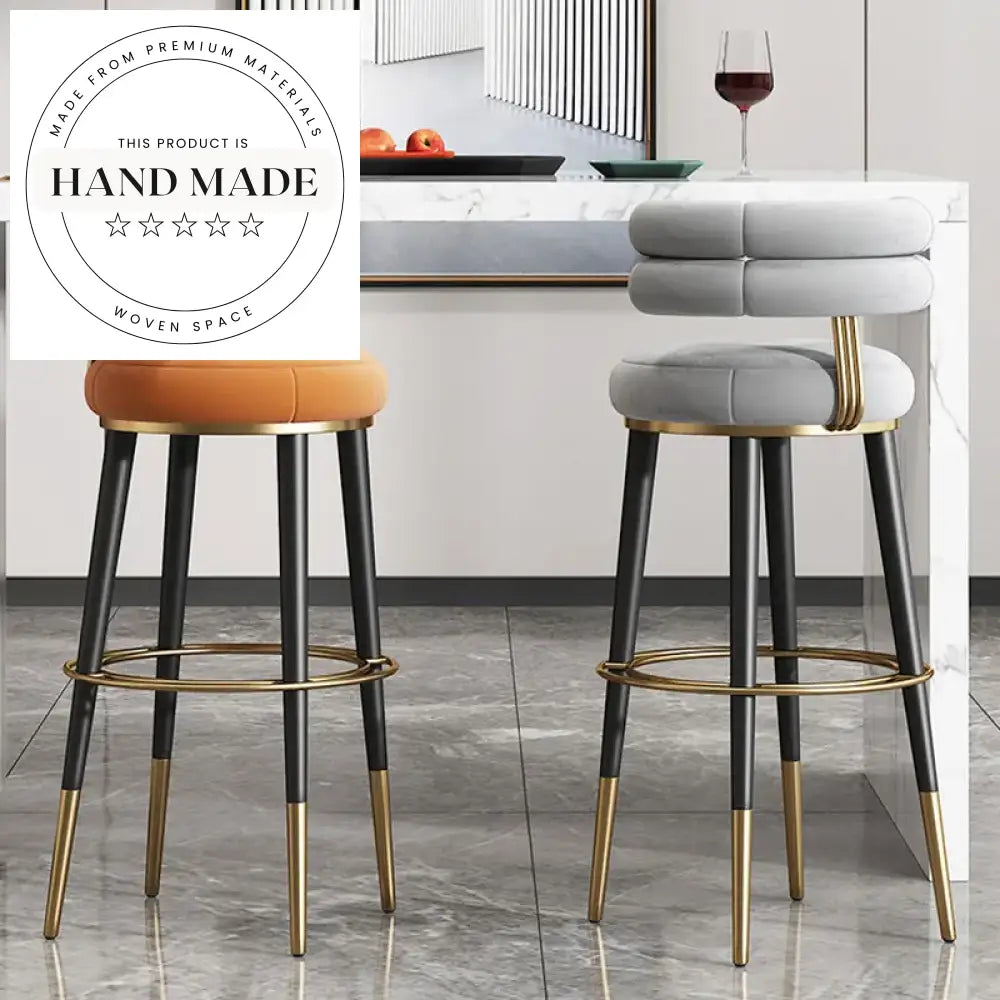 Modern Velvet Counter Height Bar Stool with Sturdy Metal Legs