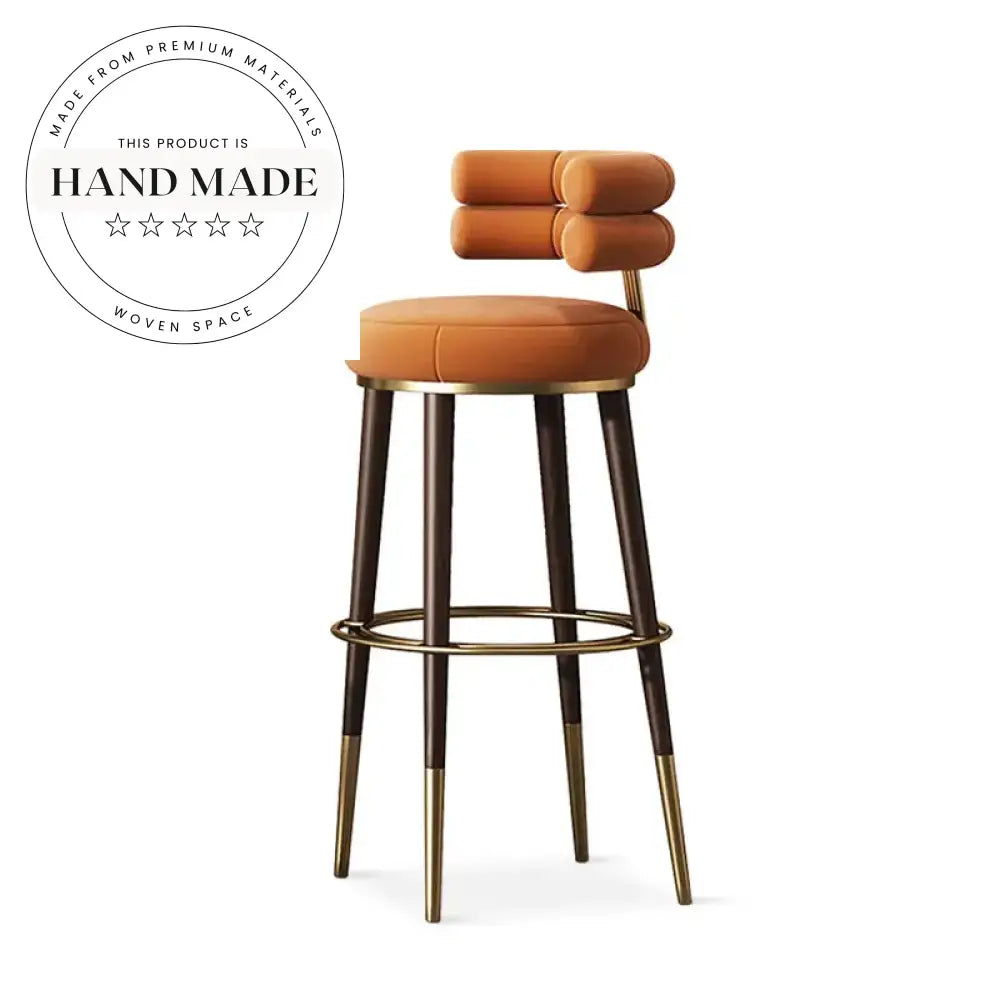 Modern Velvet Counter Height Bar Stool with Sturdy Metal Legs