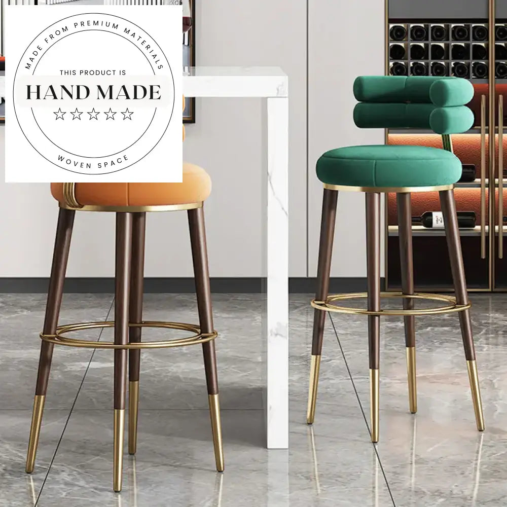 Modern Velvet Counter Height Bar Stool with Sturdy Metal Legs